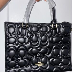 Black  Leather Tote Bag